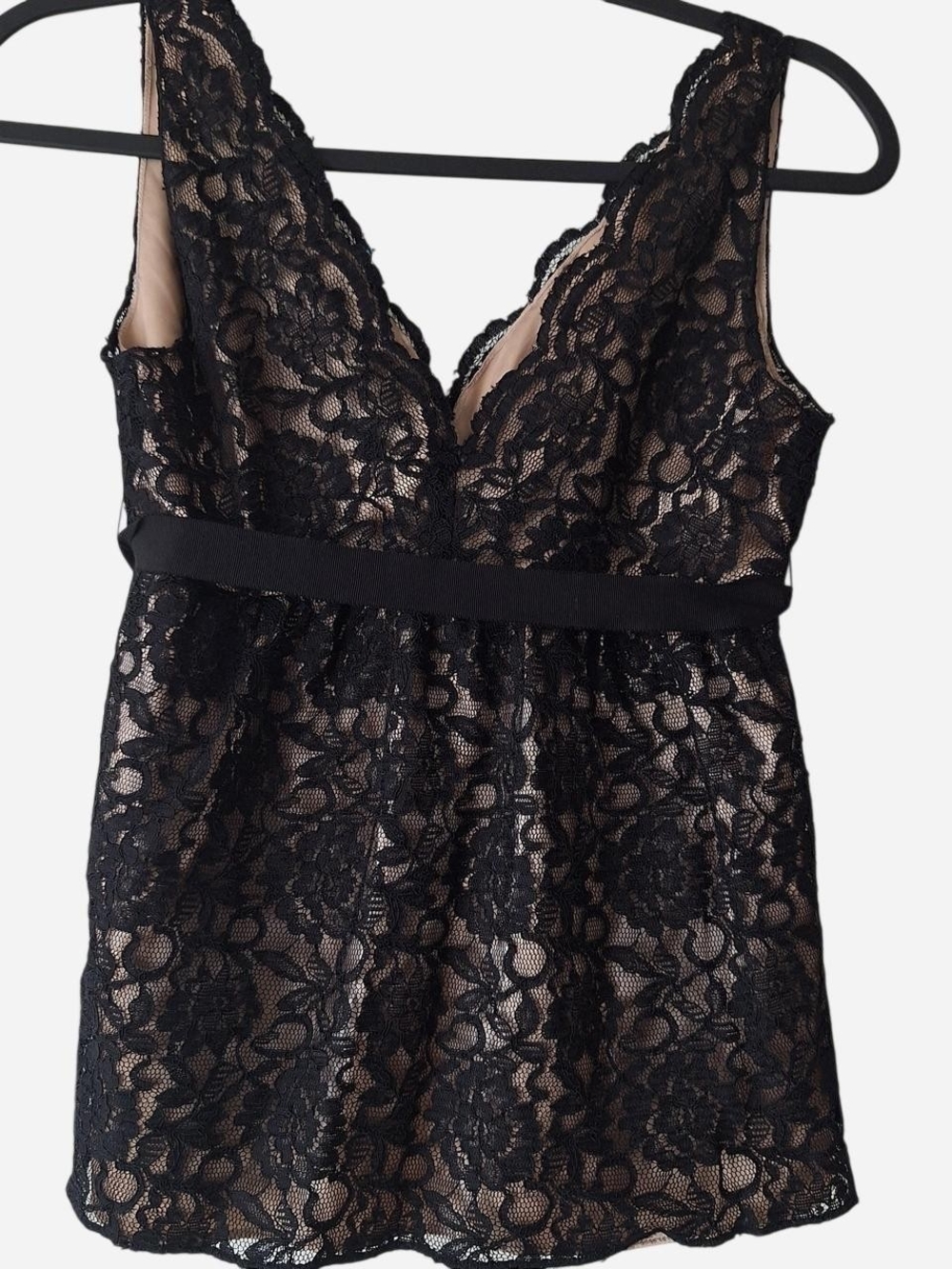 Banana Republic Black Lace Top with Nude Underlay